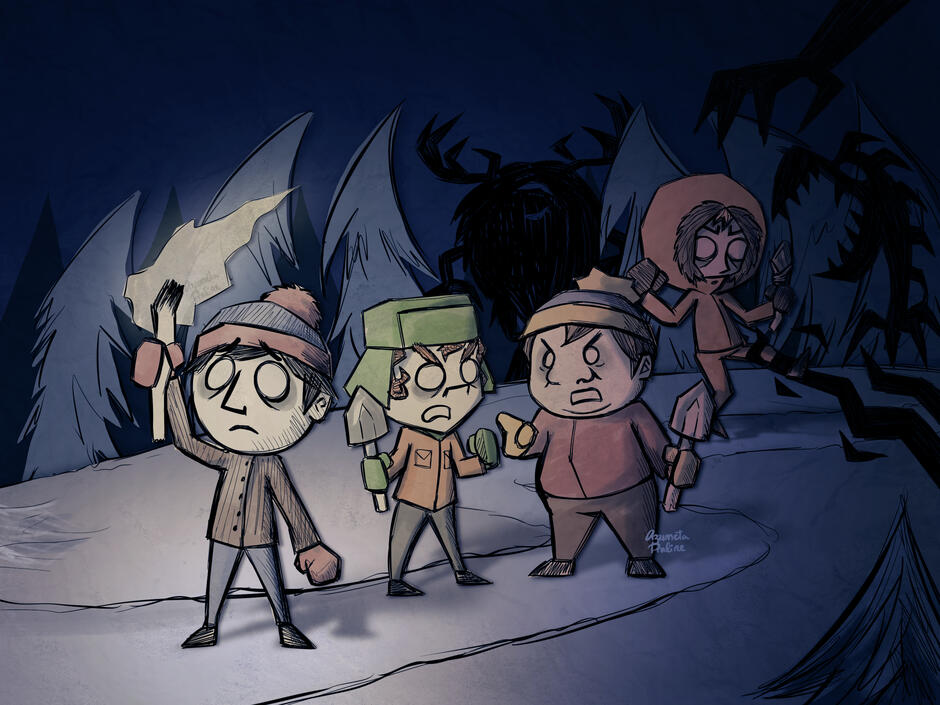 Inspired from South Park and Don&#39;t Starve Together. Characters: Stan Marsh, Kyle Broflovski, Eric Cartman, Kenny McCormick.